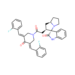 O=C1/C(=C/c2ccccc2F)CN(C(=O)C[C@H]2C[C@H]3CCCN3[C@]23C(=O)Nc2ccccc23)C/C1=C\c1ccccc1F ZINC000095586590