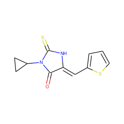 O=C1/C(=C/c2cccs2)NC(=S)N1C1CC1 ZINC000002146075