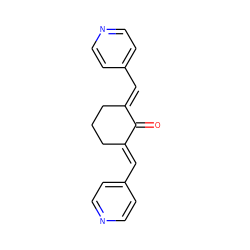 O=C1/C(=C/c2ccncc2)CCC/C1=C\c1ccncc1 ZINC000004762361