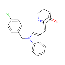 O=C1/C(=C/c2cn(Cc3ccc(Cl)cc3)c3ccccc23)N2CCC1CC2 ZINC000040593193