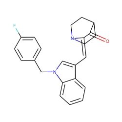 O=C1/C(=C/c2cn(Cc3ccc(F)cc3)c3ccccc23)N2CCC1CC2 ZINC000040593199