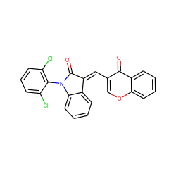 O=C1/C(=C/c2coc3ccccc3c2=O)c2ccccc2N1c1c(Cl)cccc1Cl ZINC000299824334