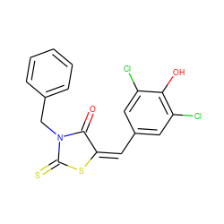 O=C1/C(=C\c2cc(Cl)c(O)c(Cl)c2)SC(=S)N1Cc1ccccc1 ZINC000013810188