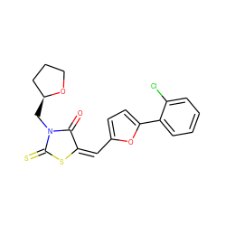 O=C1/C(=C\c2ccc(-c3ccccc3Cl)o2)SC(=S)N1C[C@H]1CCCO1 ZINC000001087654