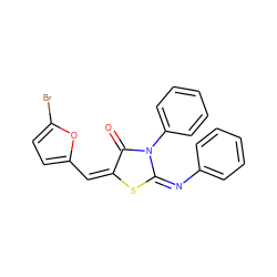 O=C1/C(=C\c2ccc(Br)o2)S/C(=N/c2ccccc2)N1c1ccccc1 ZINC000008442870