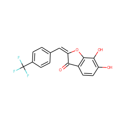 O=C1/C(=C\c2ccc(C(F)(F)F)cc2)Oc2c1ccc(O)c2O ZINC000027426488