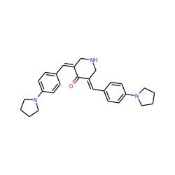 O=C1/C(=C\c2ccc(N3CCCC3)cc2)CNC/C1=C\c1ccc(N2CCCC2)cc1 ZINC000169353202