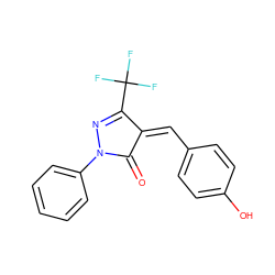 O=C1/C(=C\c2ccc(O)cc2)C(C(F)(F)F)=NN1c1ccccc1 ZINC000019893882