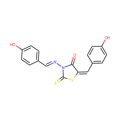 O=C1/C(=C\c2ccc(O)cc2)SC(=S)N1/N=C/c1ccc(O)cc1 ZINC000001302375