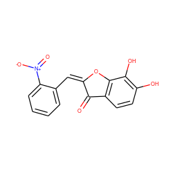 O=C1/C(=C\c2ccccc2[N+](=O)[O-])Oc2c1ccc(O)c2O ZINC000027421499