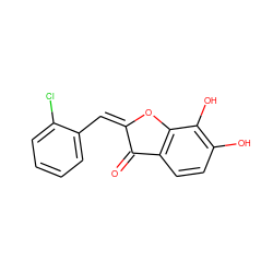 O=C1/C(=C\c2ccccc2Cl)Oc2c1ccc(O)c2O ZINC000027419229