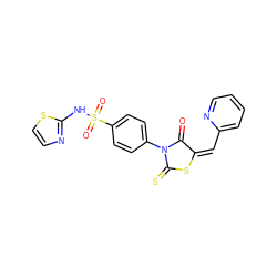 O=C1/C(=C\c2ccccn2)SC(=S)N1c1ccc(S(=O)(=O)Nc2nccs2)cc1 ZINC000008648179