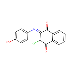 O=C1/C(=N/c2ccc(O)cc2)C(Cl)C(=O)c2ccccc21 ZINC000013639147