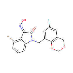 O=C1/C(=N\O)c2c(Br)cccc2N1Cc1cc(F)cc2c1OCOC2 ZINC000043016226