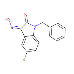 O=C1/C(=N\O)c2cc(Br)ccc2N1Cc1ccccc1 ZINC000043058886