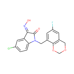 O=C1/C(=N\O)c2cc(Cl)ccc2N1Cc1cc(F)cc2c1OCOC2 ZINC000043072291