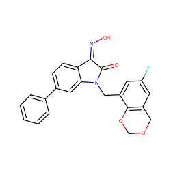 O=C1/C(=N\O)c2ccc(-c3ccccc3)cc2N1Cc1cc(F)cc2c1OCOC2 ZINC000043015101