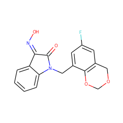 O=C1/C(=N\O)c2ccccc2N1Cc1cc(F)cc2c1OCOC2 ZINC000043024859