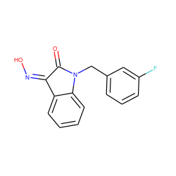 O=C1/C(=N\O)c2ccccc2N1Cc1cccc(F)c1 ZINC000042922855