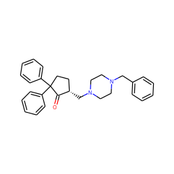 O=C1[C@@H](CN2CCN(Cc3ccccc3)CC2)CCC1(c1ccccc1)c1ccccc1 ZINC000653697690