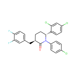 O=C1[C@@H](Cc2ccc(F)c(F)c2)CC[C@H](c2ccc(Cl)cc2Cl)N1c1ccc(Cl)cc1 ZINC000045338902