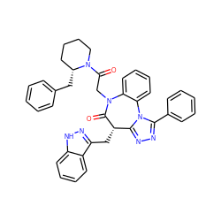 O=C1[C@@H](Cc2n[nH]c3ccccc23)c2nnc(-c3ccccc3)n2-c2ccccc2N1CC(=O)N1CCCC[C@H]1Cc1ccccc1 ZINC000068207459