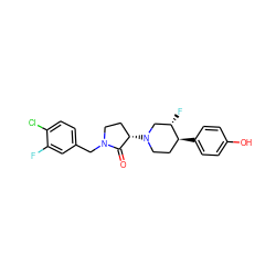 O=C1[C@@H](N2CC[C@H](c3ccc(O)cc3)[C@@H](F)C2)CCN1Cc1ccc(Cl)c(F)c1 ZINC001772619854