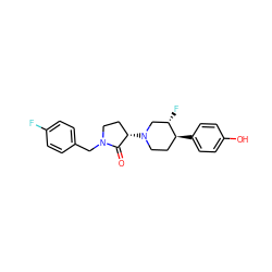 O=C1[C@@H](N2CC[C@H](c3ccc(O)cc3)[C@@H](F)C2)CCN1Cc1ccc(F)cc1 ZINC001772581287