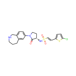 O=C1[C@@H](NS(=O)(=O)/C=C/c2ccc(Cl)s2)CCN1c1ccc2c(c1)CCCNC2 ZINC000035261452