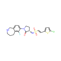 O=C1[C@@H](NS(=O)(=O)/C=C/c2ccc(Cl)s2)CCN1c1ccc2c(c1F)CCCNC2 ZINC000066124280