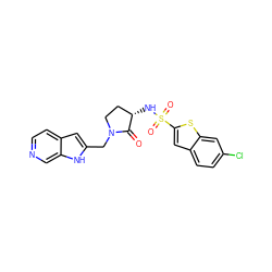 O=C1[C@@H](NS(=O)(=O)c2cc3ccc(Cl)cc3s2)CCN1Cc1cc2ccncc2[nH]1 ZINC000100754834