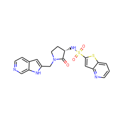 O=C1[C@@H](NS(=O)(=O)c2cc3ncccc3s2)CCN1Cc1cc2ccncc2[nH]1 ZINC000003815573