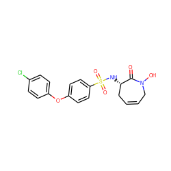 O=C1[C@@H](NS(=O)(=O)c2ccc(Oc3ccc(Cl)cc3)cc2)CC=CCN1O ZINC000073162625