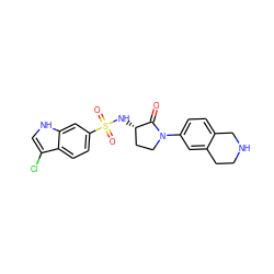 O=C1[C@@H](NS(=O)(=O)c2ccc3c(Cl)c[nH]c3c2)CCN1c1ccc2c(c1)CCNC2 ZINC000036520924