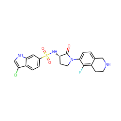 O=C1[C@@H](NS(=O)(=O)c2ccc3c(Cl)c[nH]c3c2)CCN1c1ccc2c(c1F)CCNC2 ZINC000066103602