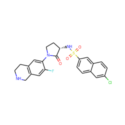 O=C1[C@@H](NS(=O)(=O)c2ccc3cc(Cl)ccc3c2)CCN1c1cc2c(cc1F)CNCC2 ZINC000066113523