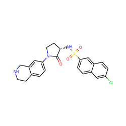 O=C1[C@@H](NS(=O)(=O)c2ccc3cc(Cl)ccc3c2)CCN1c1ccc2c(c1)CNCC2 ZINC000066112776