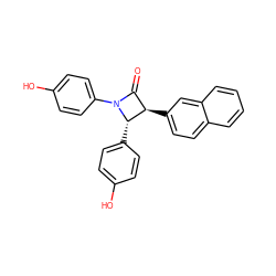 O=C1[C@@H](c2ccc3ccccc3c2)[C@H](c2ccc(O)cc2)N1c1ccc(O)cc1 ZINC000299830983