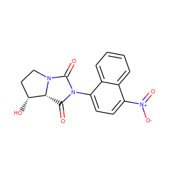 O=C1[C@@H]2[C@H](O)CCN2C(=O)N1c1ccc([N+](=O)[O-])c2ccccc12 ZINC000014967175