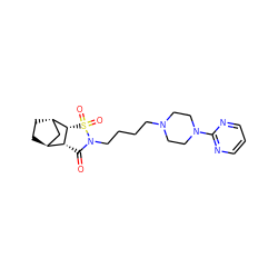 O=C1[C@@H]2[C@H]3CC[C@@H](C3)[C@@H]2S(=O)(=O)N1CCCCN1CCN(c2ncccn2)CC1 ZINC000100667998