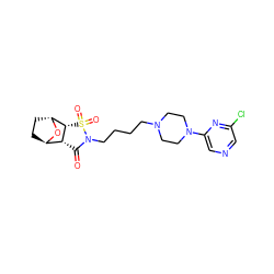 O=C1[C@@H]2[C@H]3CC[C@@H](O3)[C@@H]2S(=O)(=O)N1CCCCN1CCN(c2cncc(Cl)n2)CC1 ZINC000101744008