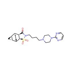 O=C1[C@@H]2[C@H]3CC[C@H]([C@@H]2S(=O)(=O)N1CCCCN1CCN(c2ncccn2)CC1)[C@@H]1C[C@@H]31 ZINC000195297641