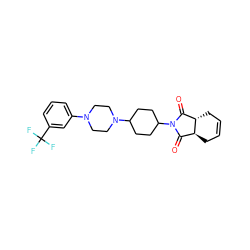 O=C1[C@@H]2CC=CC[C@H]2C(=O)N1C1CCC(N2CCN(c3cccc(C(F)(F)F)c3)CC2)CC1 ZINC000028876290