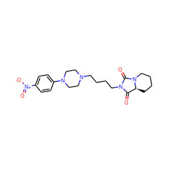 O=C1[C@@H]2CCCCN2C(=O)N1CCCCN1CCN(c2ccc([N+](=O)[O-])cc2)CC1 ZINC000004661419