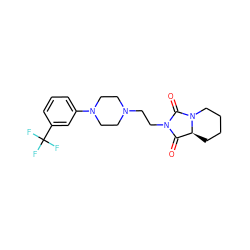 O=C1[C@@H]2CCCCN2C(=O)N1CCN1CCN(c2cccc(C(F)(F)F)c2)CC1 ZINC000013760047