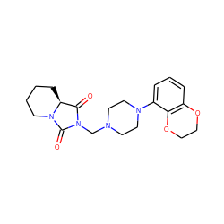 O=C1[C@@H]2CCCCN2C(=O)N1CN1CCN(c2cccc3c2OCCO3)CC1 ZINC000013489209