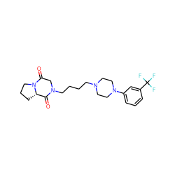 O=C1[C@@H]2CCCN2C(=O)CN1CCCCN1CCN(c2cccc(C(F)(F)F)c2)CC1 ZINC000002183613