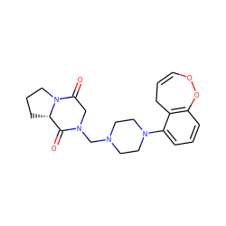 O=C1[C@@H]2CCCN2C(=O)CN1CN1CCN(c2cccc3c2CC=COO3)CC1 ZINC000036187823