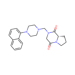 O=C1[C@@H]2CCCN2C(=O)CN1CN1CCN(c2cccc3ccccc23)CC1 ZINC000028475410