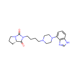 O=C1[C@@H]2CCCN2C(=O)N1CCCCN1CCN(c2cccc3[nH]cnc23)CC1 ZINC000013642273